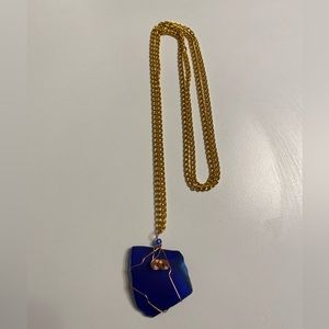 Blue seaglass necklace handmade in NH